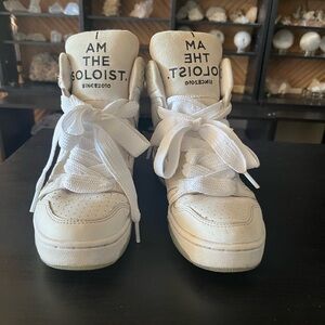“I am the soloist” high top Converse white futuristic cool skateboard sneakers